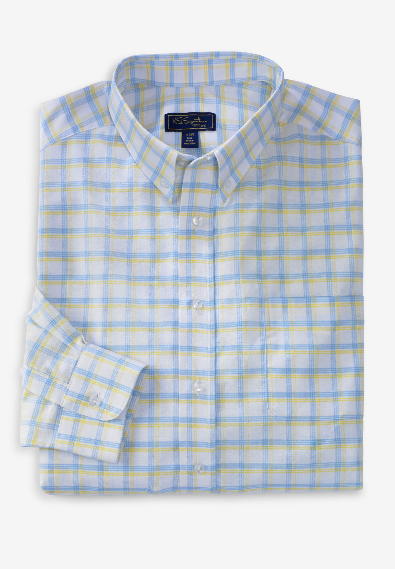 X-Future Mens Loose Long Sleeve Button Down Plus Size Pockets Checkered Dress Work Shirt 